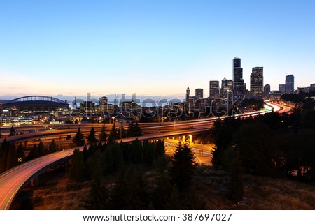Seattle Cityscape at Dust, Washington