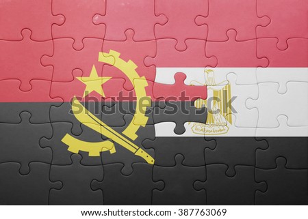 puzzle with the national flag of angola and egypt. concept
