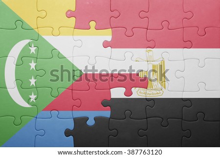 puzzle with the national flag of comoros and egypt. concept