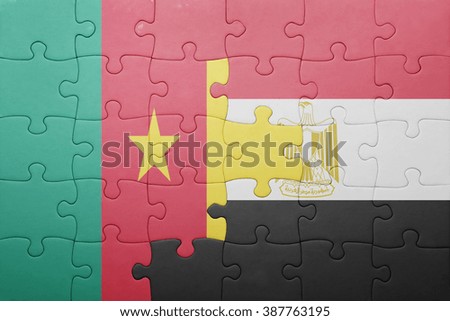 puzzle with the national flag of cameroon and egypt. concept