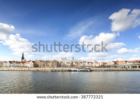 Panoramic picture of Szczecin (Stettin) City riverside, Poland. 