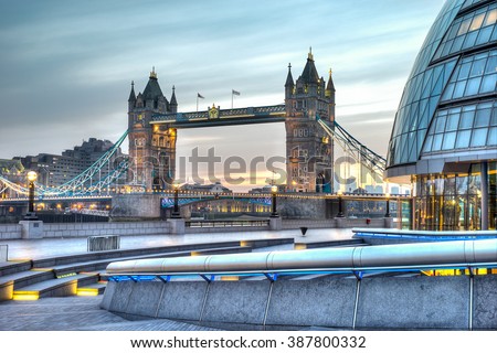 HDR image of City hall and Tower Bridge