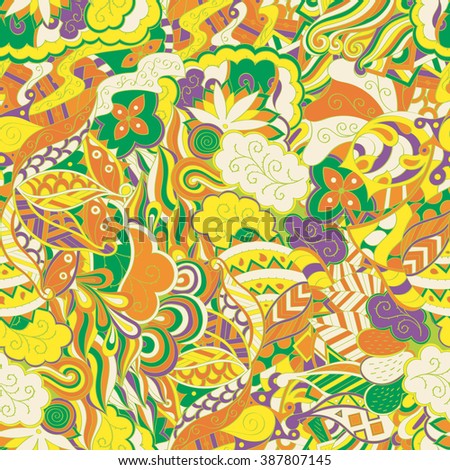 Tracery seamless calming pattern. Mehendi design. Neat even colorful harmonious doodle texture. Algae sea motif. Indifferent discreet. Ambitious bracing usable, curved doodling mehndi. Vector.