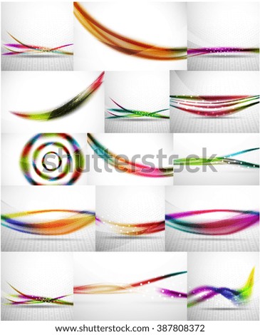 Set of blurred flowing waves backgrounds