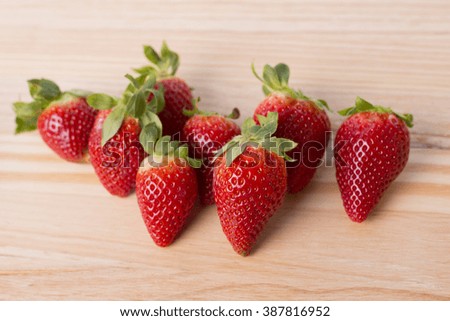 strawberries on garden's table, outdoor picture