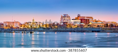 Trenton skyline panorama at dawn. Trenton is the capital of the US state of New Jersey. Royalty-Free Stock Photo #387855607