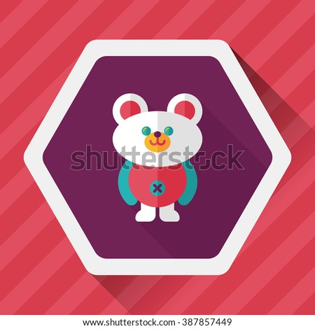 teddy bear flat icon with long shadow