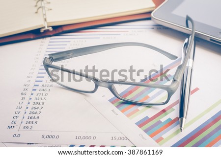 Business concept, Business graph analysis report. Accounting, Tone color   