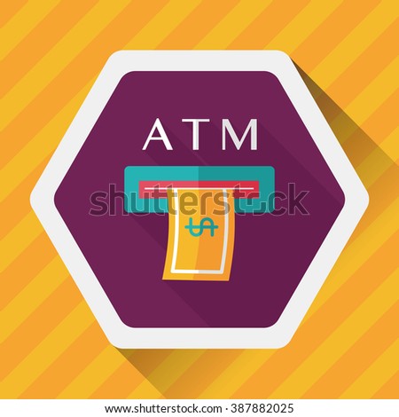 atm flat icon with long shadow
