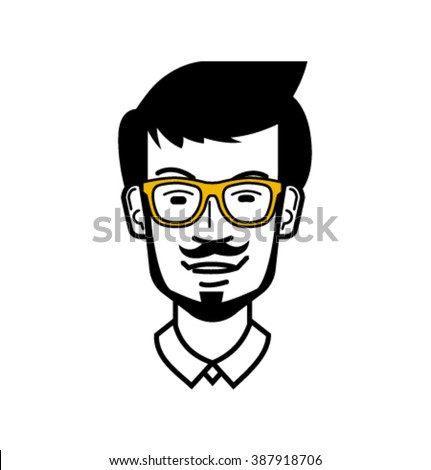 Vector_man's face with glasses and a bow tie