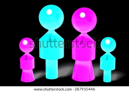 3D family with two children.