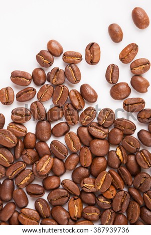 coffee  bean  on white paper  background