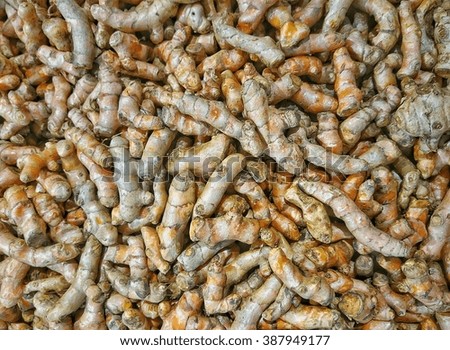Yellow Turmeric background, Food concept image 