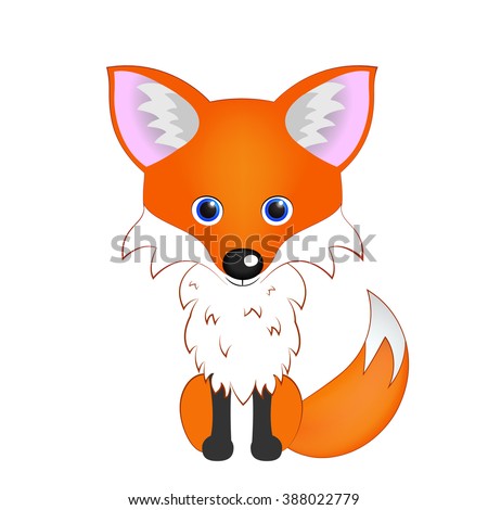 Vector fox. Cute cartoon animal. Adorable fox. Funny fox. Clip art isolated. Vector animal illustration.