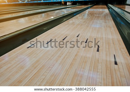 Bowling wooden floor with lane 
