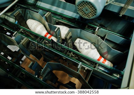 Bowling pins at bowling machine 
