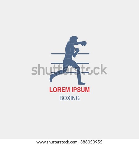 A detailed silhouette of a boxer with gloves boxing. Ready design for sign, symbol, button, badge, Icon, logo, etc.