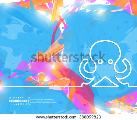 Creative vector octopus. Art illustration template background. For presentation, layout, brochure, logo, page, print, banner, poster, cover, booklet, business infographic, wallpaper, sign, flyer.