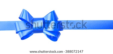 Blue satin ribbon bow isolated on white
