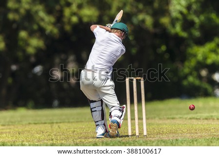 Cricket Batsman Action
Cricket game closeup player batting ball stroke strike action high school teams.