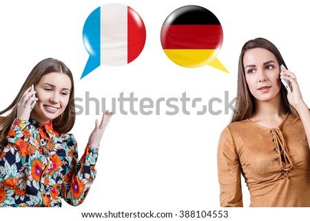 Young women speaking on phone
