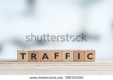 Traffic sign made of wood on a table
