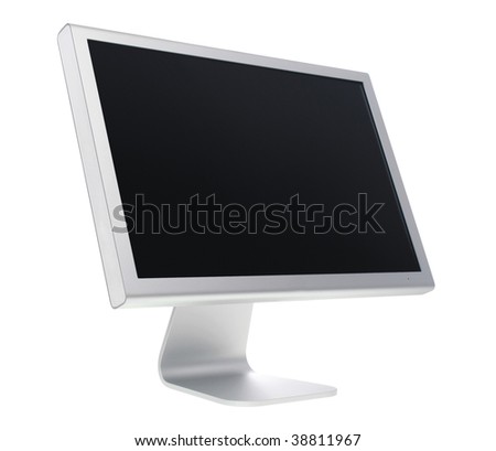 Silver flat panel monitor, isolated on white with clipping path.