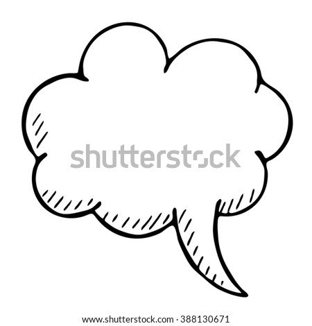 Vector doodle isolated speech bubble, on white background