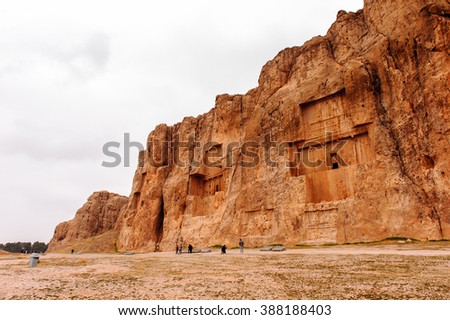 Naqsh-e Rustam complex, an ancient necropolis in Pars Province, Iran.