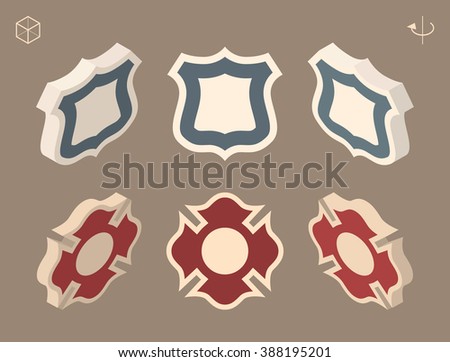 Set of Isolated Isometric Minimal Elements. Police and Fire Department Badge.
