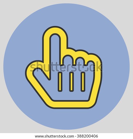 Flat design style. Mouse Pointer Hand For Computer Screen. Hand gesture. Vector illustration with pantone colors of the year 2016 Buttercup and Serenity.