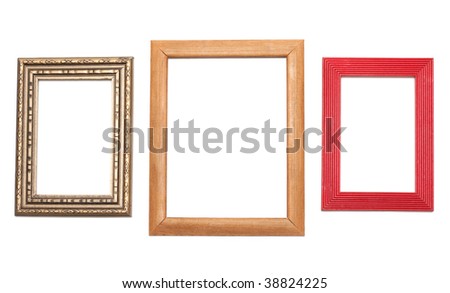 Three frames for photography on white background