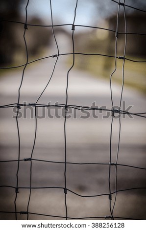 view through steel wire fence concept