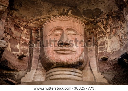Buddha sculptures on a wall, Gwalior Fort, Gwalior, Madhya Pradesh, India