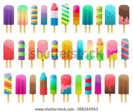 Popsicles and Ice Cream Isolated Vector Set