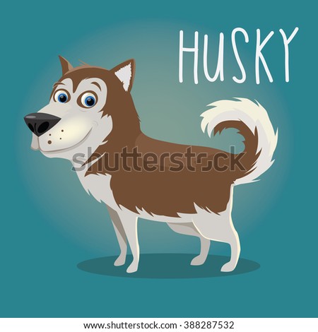 Funny cartoon husky