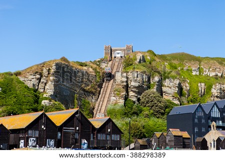 Port in Hastings, city in England Royalty-Free Stock Photo #388298389