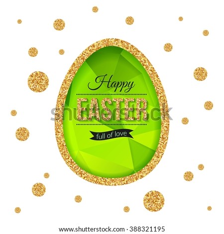 Happy Easter Poster with polka dots. Vector eps 10 format.