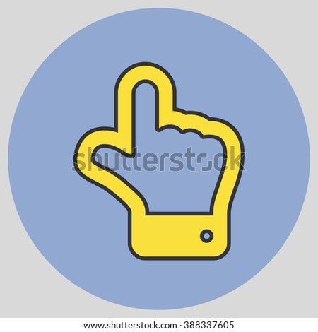 The index finger pointing up. Hand gestures show Up the direction of financial success. Vector illustration with pantone colors of the year 2016 Buttercup and Serenity.