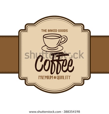Isolated brown banner with text and a coffee icon on a white background