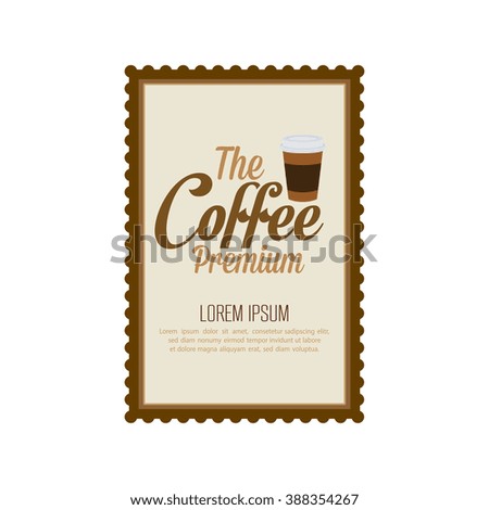 Isolated brown banner with text and a coffee icon on a white background