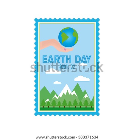 Isolated sticker with our planet and text for earth day