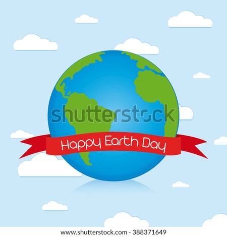 Colored background with our planet with text for earth day
