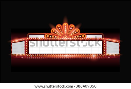 Brightly theater glowing retro cinema neon sign Royalty-Free Stock Photo #388409350