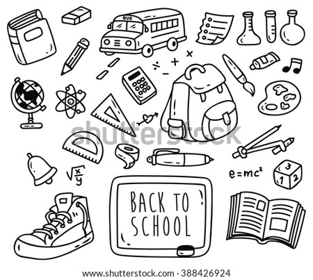 Back to school themed doodle isolated on white background