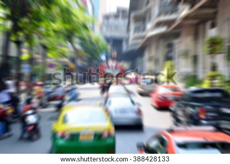 Blurred image of traffic in central of the city,bangkok city,thailand.