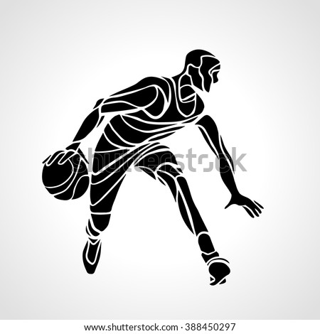 Basketball player abstract silhouette. Crossover dribble. 