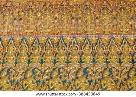 Traditional Thai style  stucco golden in temples are common in Thailand.