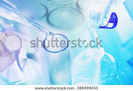 medicine research product at science lab blur background