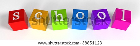 "school" phrase compiled with a cubes - 3d rendering